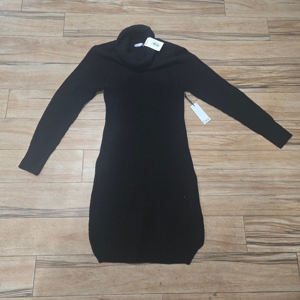 Dex F20‎ Black Knit Cowl Neck Sweater Dress XS